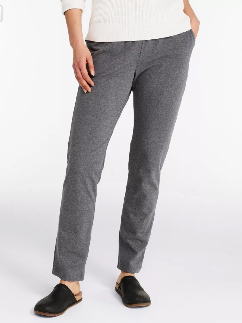 L.L. Bean Women’s Heather Gray Perfect Fit Tapered Leg Original Pants, Size LP